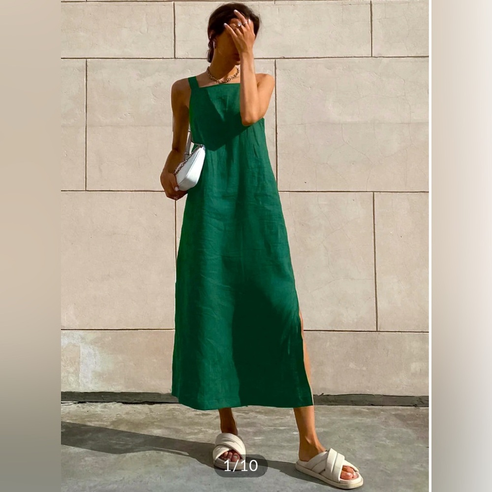 NWT Commense Green Maxi Cami Dress Sz XS